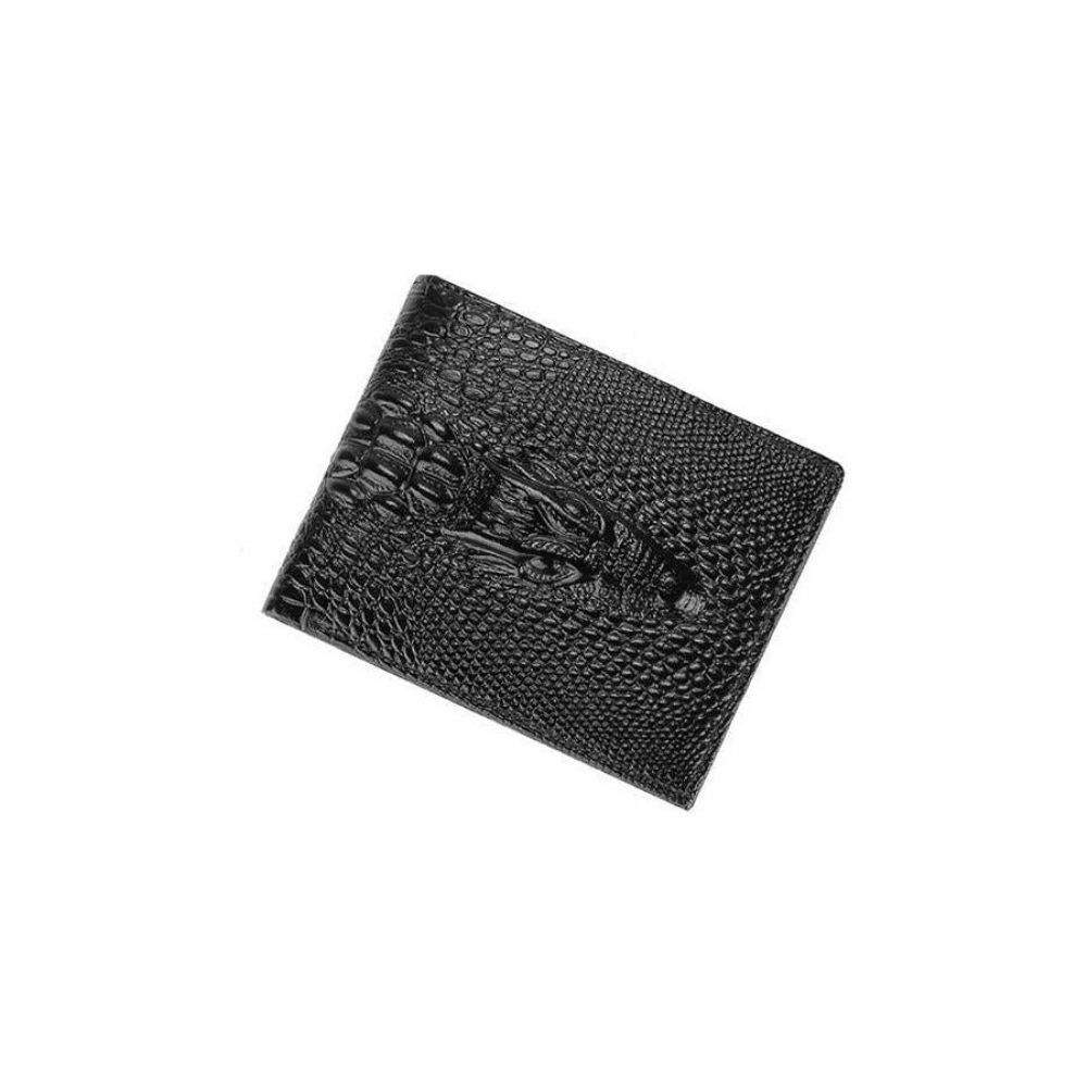 Portefeuilles Pour Hommes Porte-cartes Vintage Cuir Crocodile Luxe - Short Noir