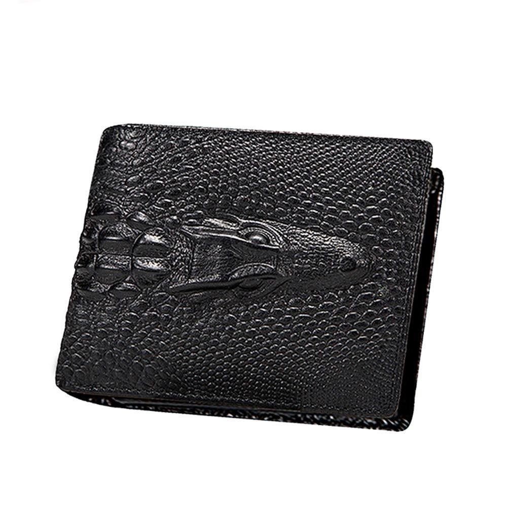 Portefeuilles Pour Hommes Porte-monnaie Vintage Cuir Crocodile Exquis - Noir