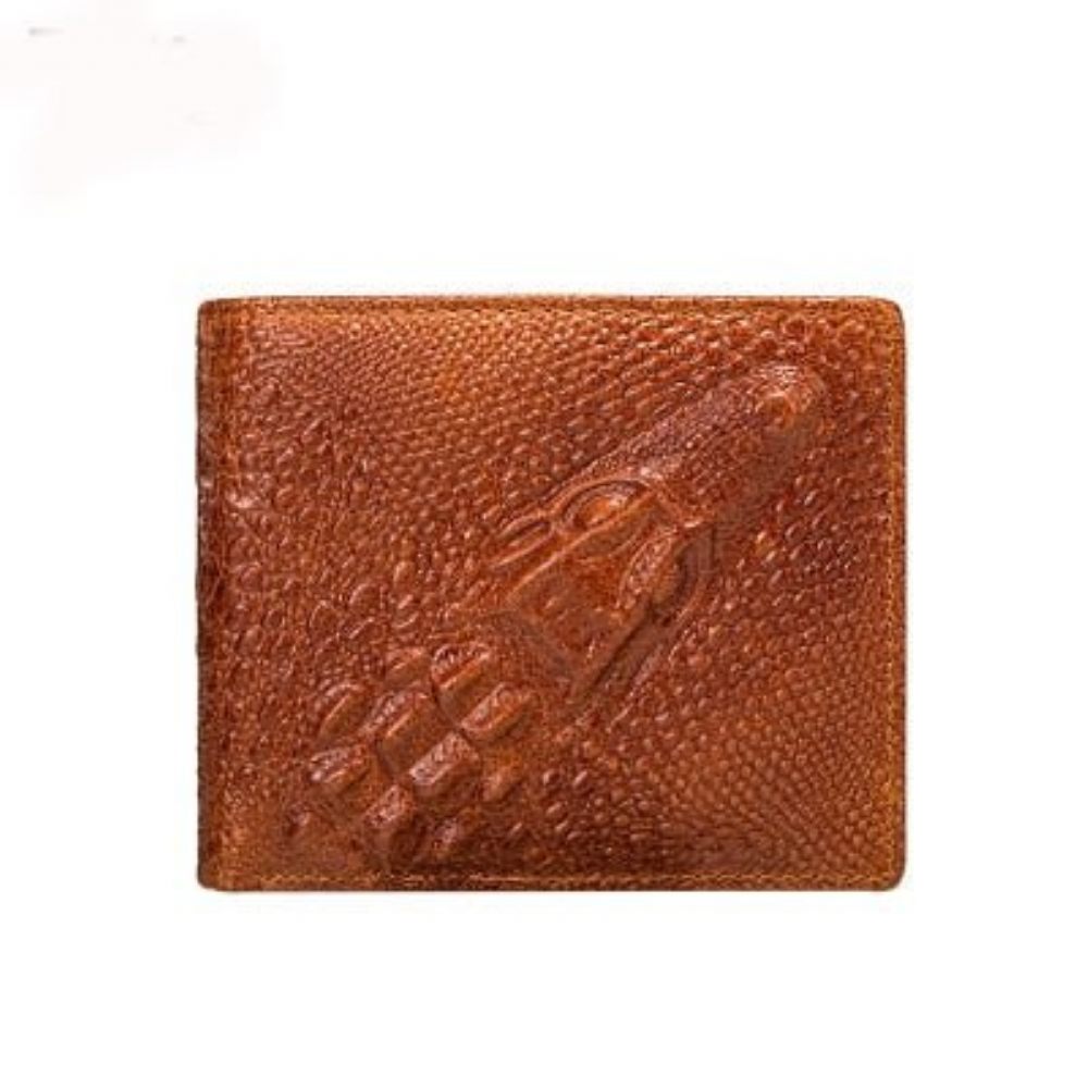 Portefeuilles Pour Hommes Porte-monnaie Vintage Cuir Crocodile Exquis - Café Croc