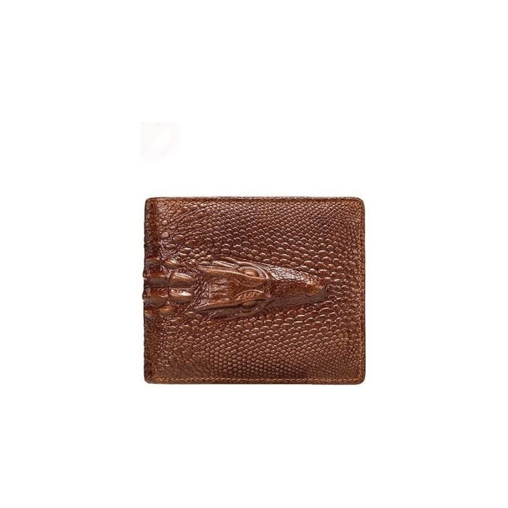 Portefeuilles Pour Hommes Porte-monnaie Vintage Cuir Crocodile Exquis - Café Croc