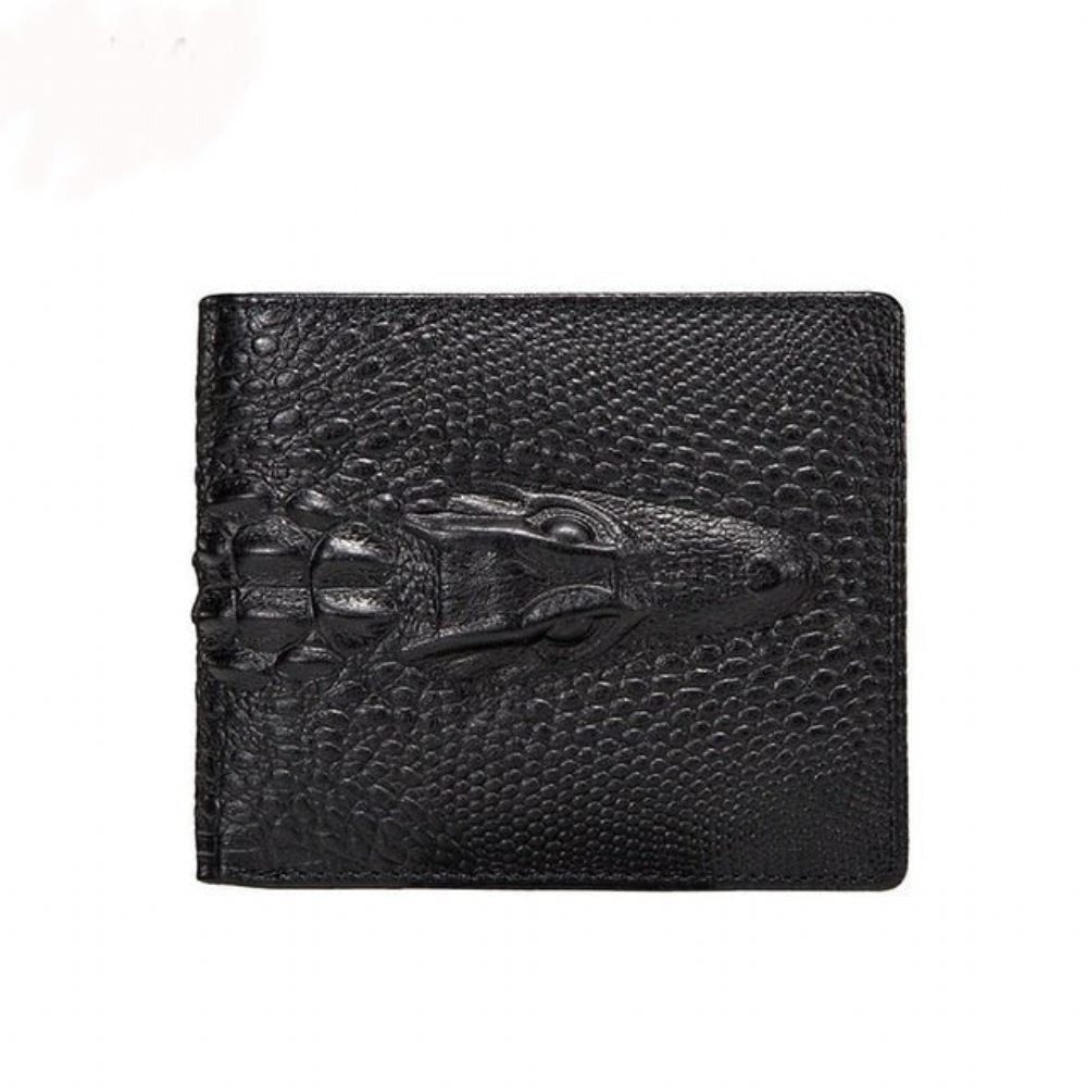 Portefeuilles Pour Hommes Porte-monnaie Vintage Cuir Crocodile Exquis - Noir Exotique