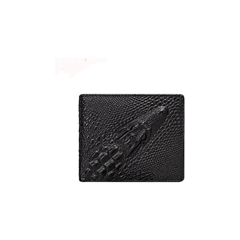 Portefeuilles Pour Hommes Porte-monnaie Vintage Cuir Crocodile Exquis - Noir Exotique