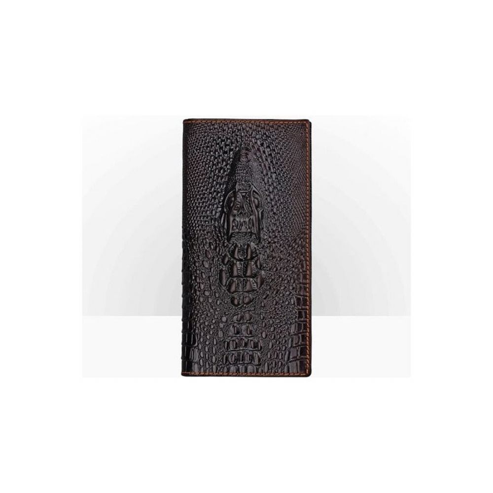 Portefeuilles Pour Hommes Portefeuille Court Luxe Peau Crocodile - Café Croc