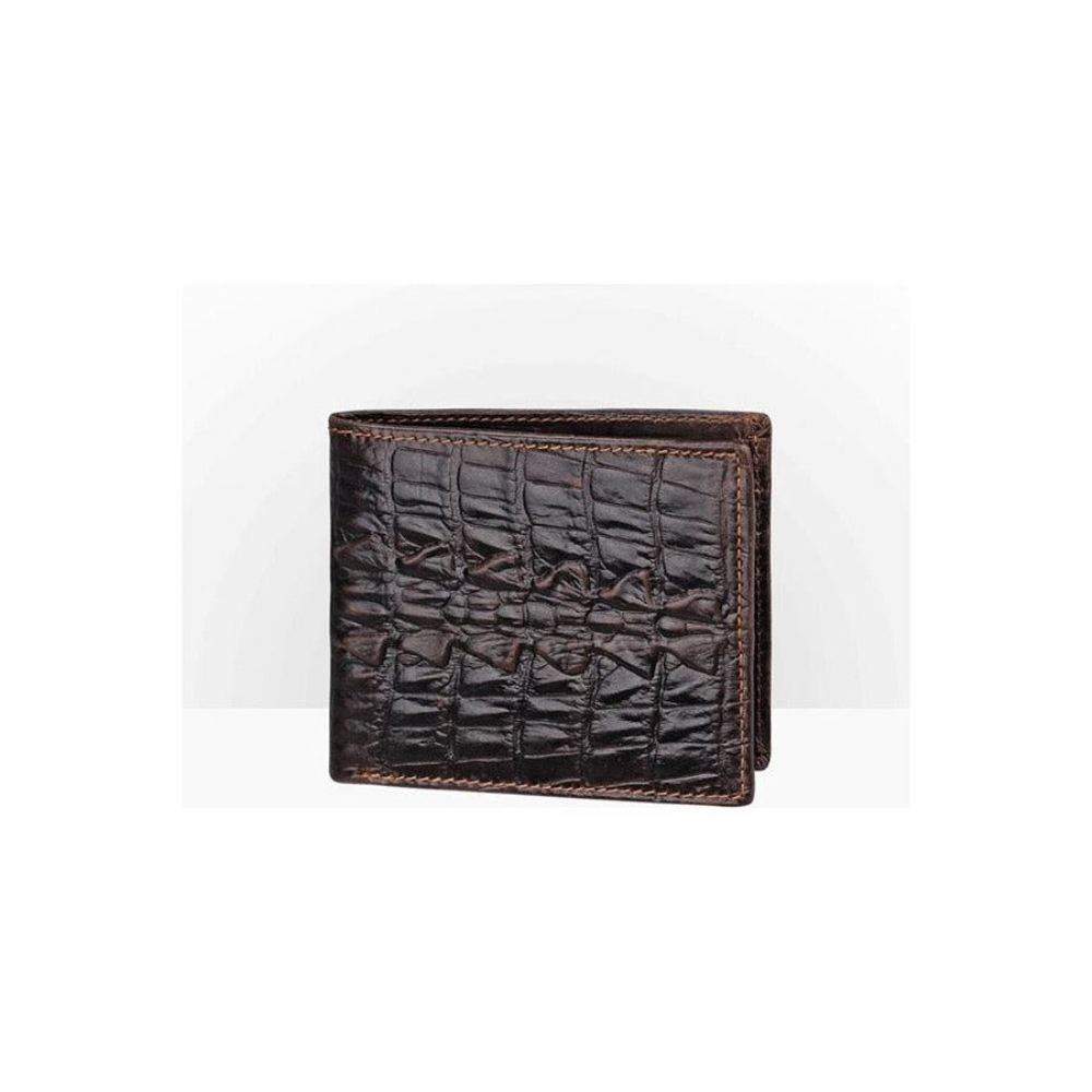 Portefeuilles Pour Hommes Portefeuille Court Luxe Peau Crocodile - Café Horizontal