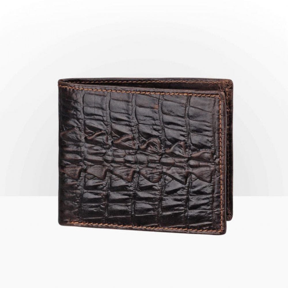 Portefeuilles Pour Hommes Portefeuille Court Luxe Peau Crocodile - Café Horizontal