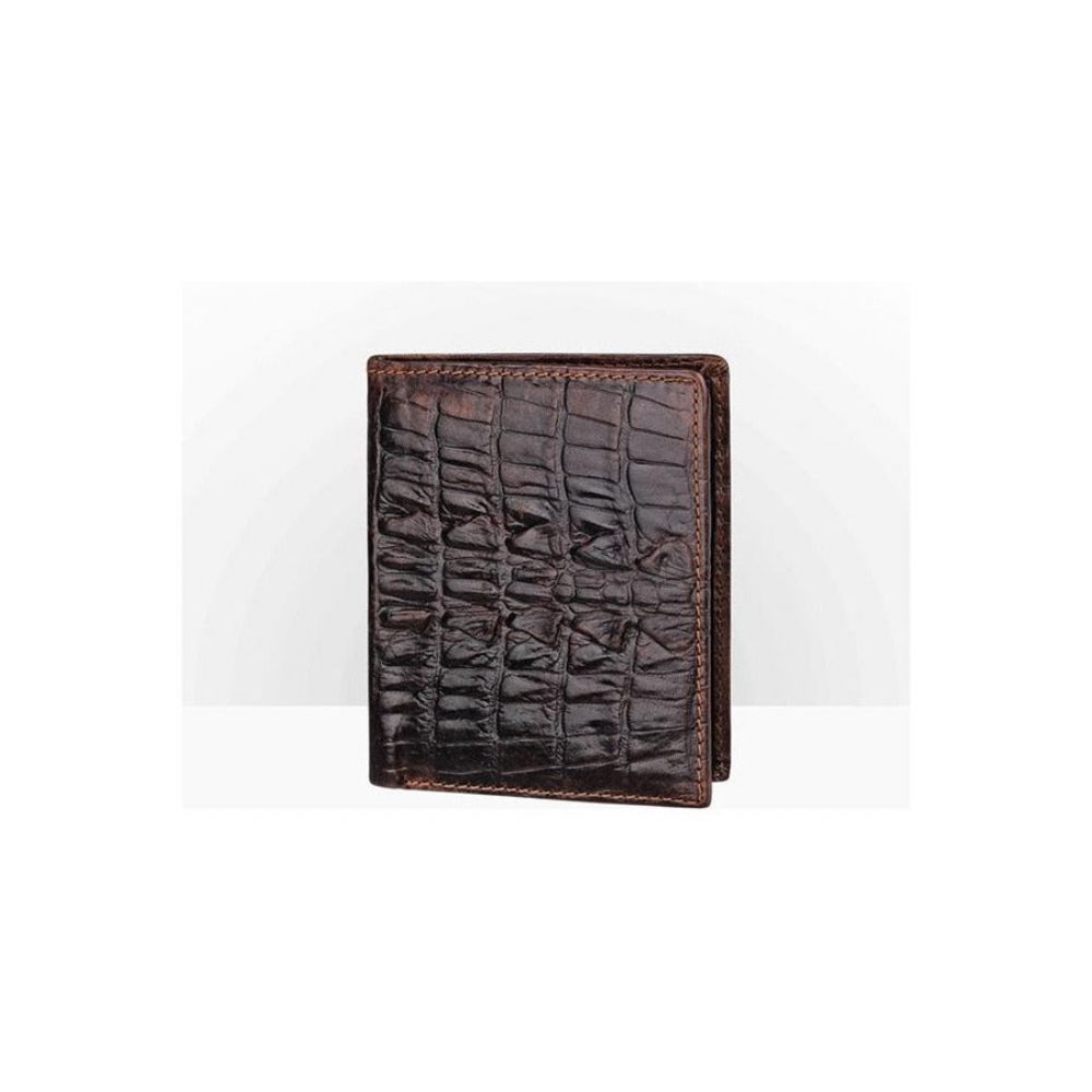 Portefeuilles Pour Hommes Portefeuille Court Luxe Peau Crocodile - Café