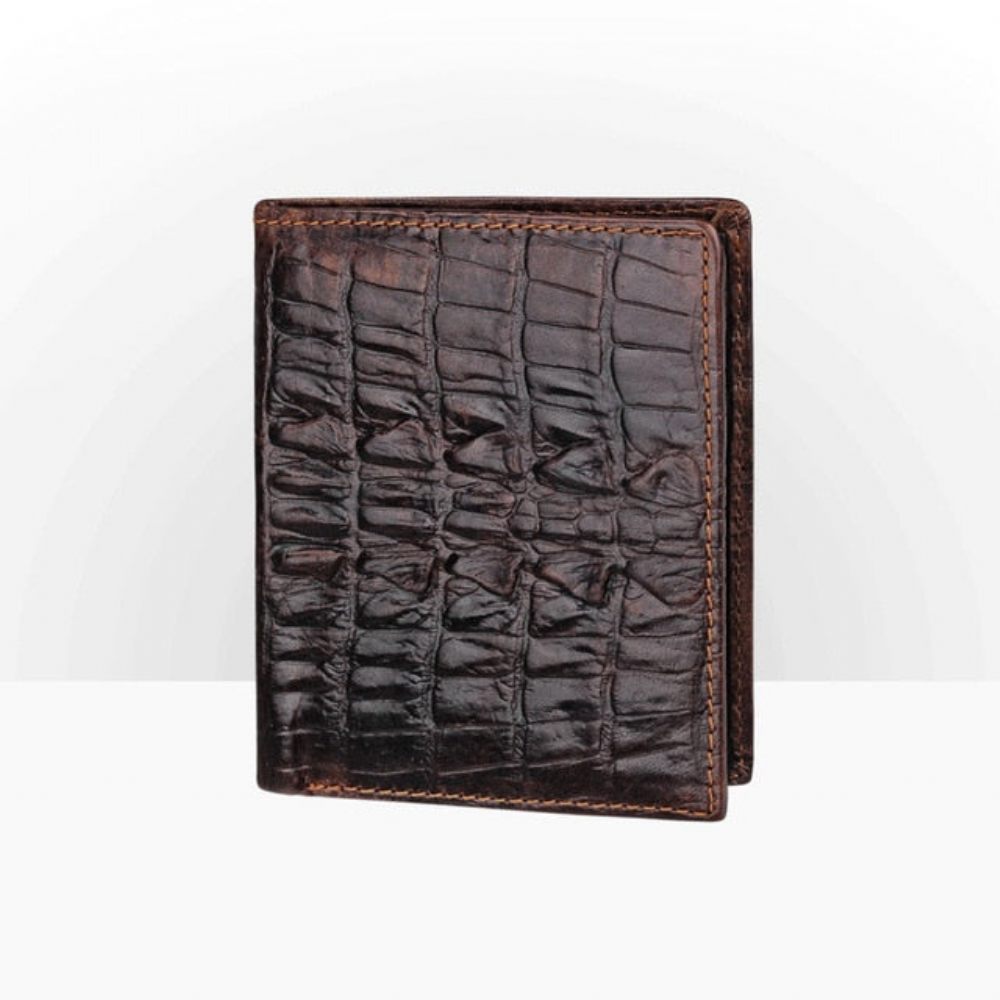 Portefeuilles Pour Hommes Portefeuille Court Luxe Peau Crocodile - Café