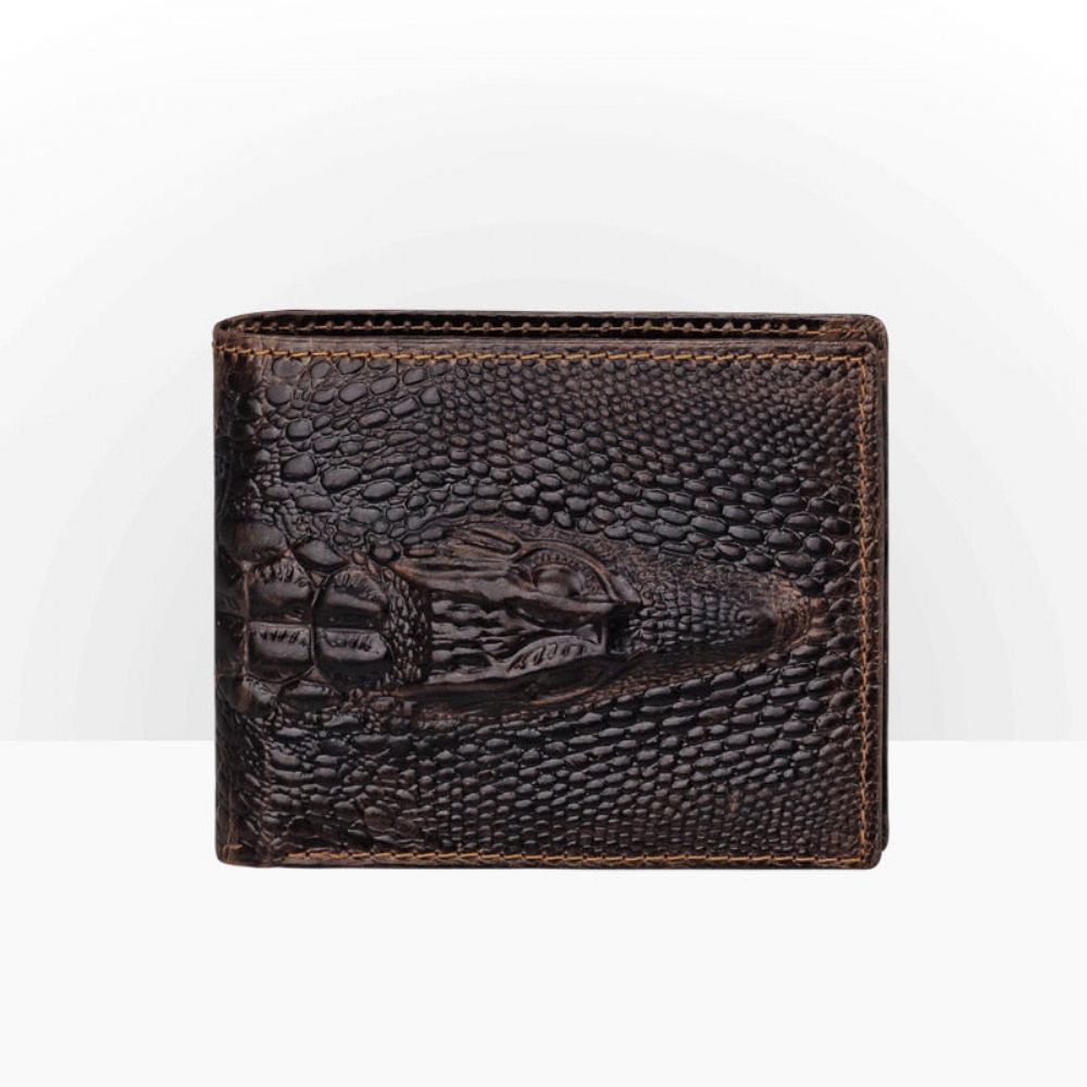 Portefeuilles Pour Hommes Portefeuille Court Luxe Peau Crocodile - Café Mat