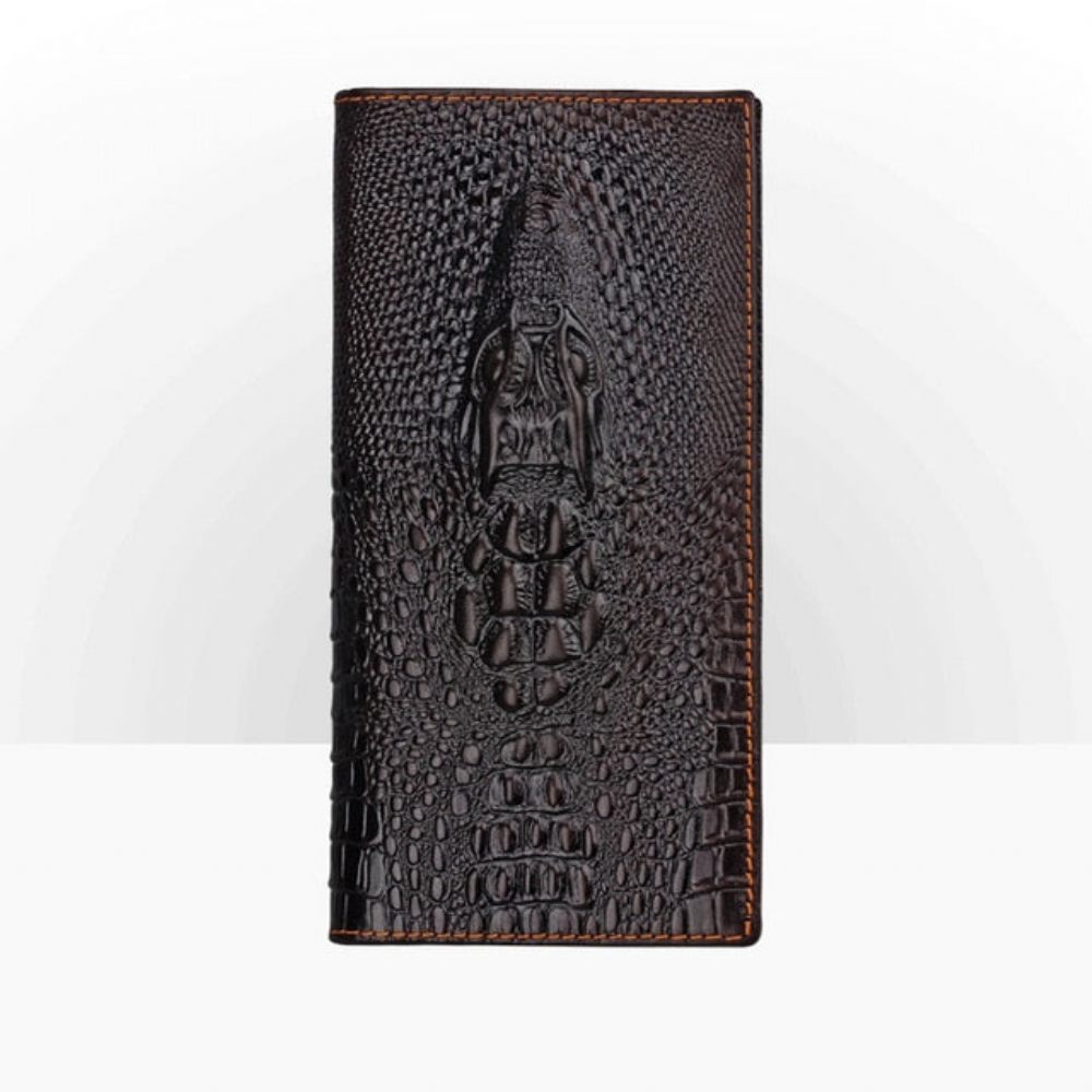 Portefeuilles Pour Hommes Portefeuille Court Luxe Peau Crocodile - Café Croc Mat