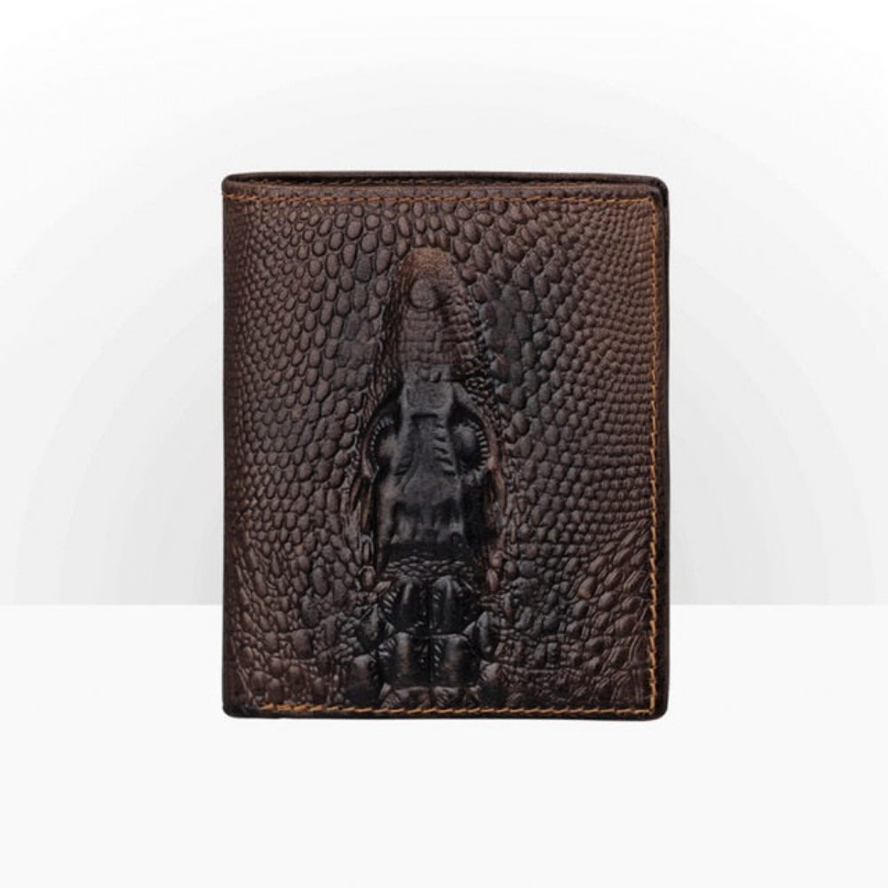 Portefeuilles Pour Hommes Portefeuille Court Luxe Peau Crocodile - Café Croc Mat