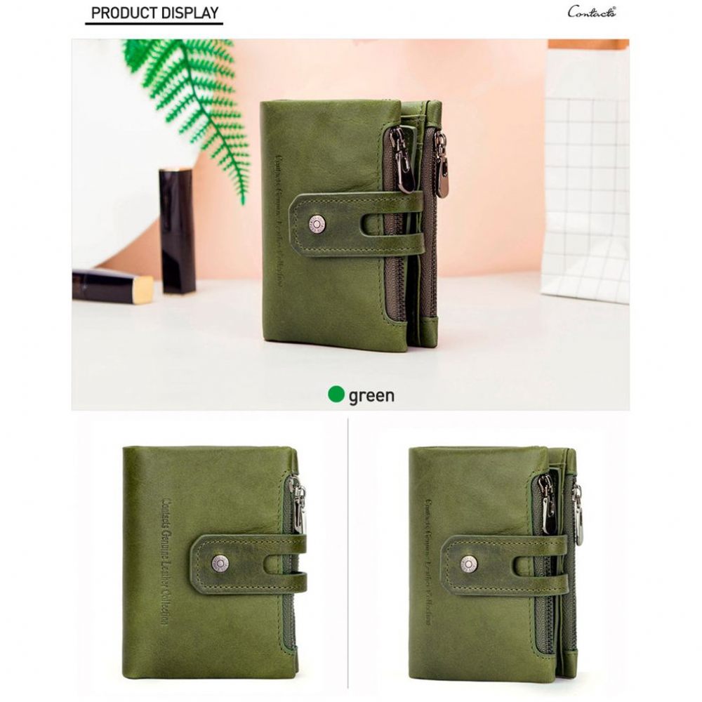 Portefeuilles Pour Hommes Portefeuille À Fermeture Éclair Cuir Véritable Luxvintage - Vert