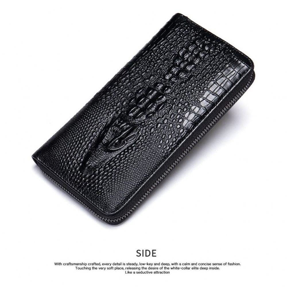 Portefeuilles Pour Hommes Portefeuille Long Rayé Luxe Croczip - Noir