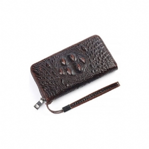 Portefeuilles Pour Hommes Portefeuille À Longue Pochette Cuir Crocodile Vintage