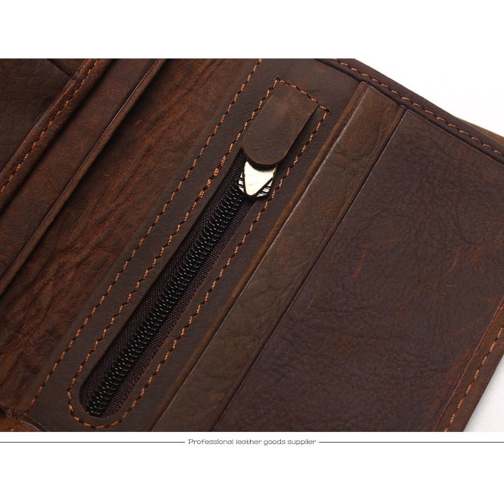 Portefeuilles Pour Hommes Portefeuille Luxe Cuir Croctail - Café Vertical