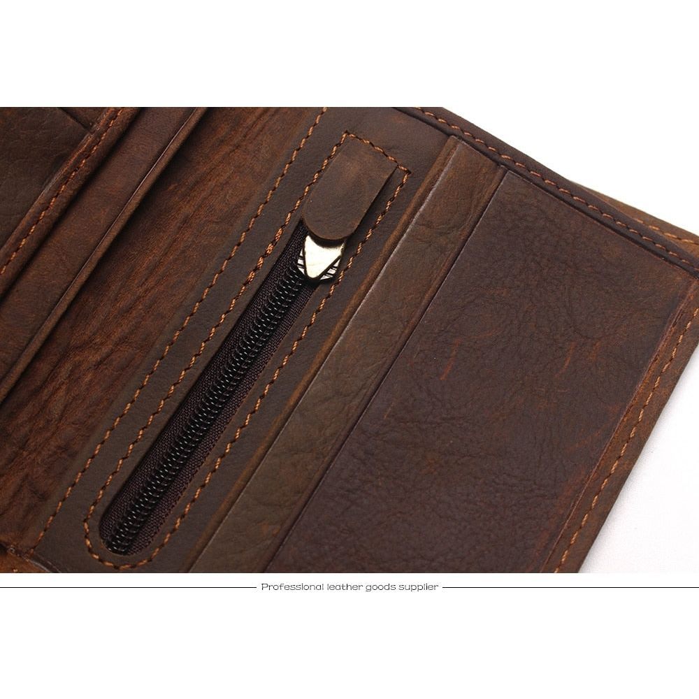 Portefeuilles Pour Hommes Portefeuille Luxe Cuir Véritable - Café Horizontal