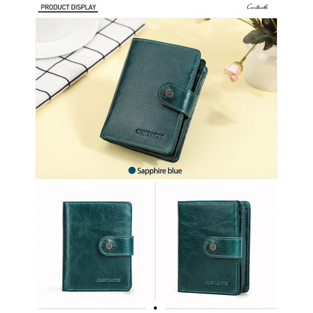 Portefeuilles Pour Hommes Portefeuille À Pochette Courte Fermeture Éclair Rfid - Bleu Foncé