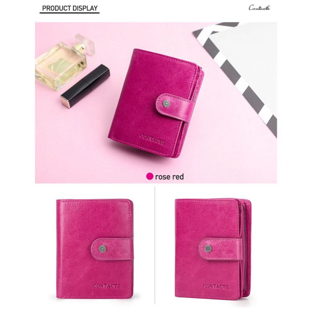 Portefeuilles Pour Hommes Portefeuille À Pochette Courte Fermeture Éclair Rfid - Rose