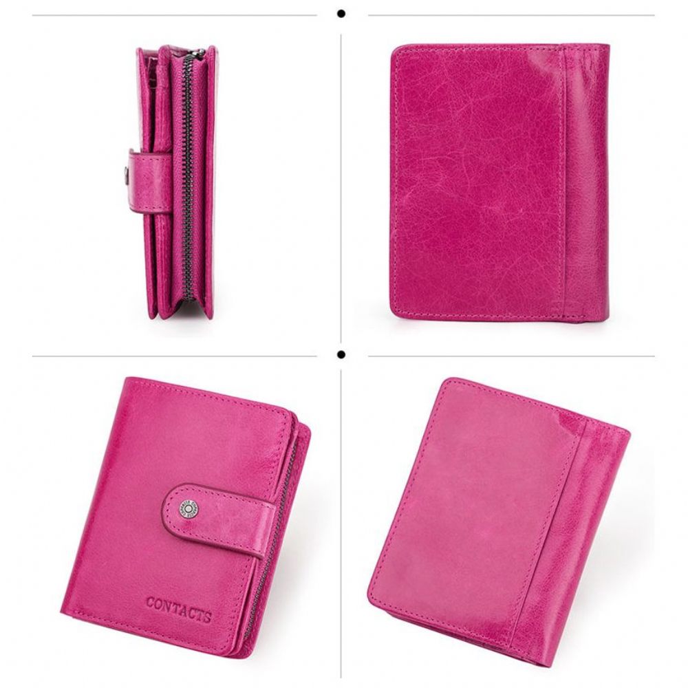 Portefeuilles Pour Hommes Portefeuille À Pochette Courte Fermeture Éclair Rfid - Rose