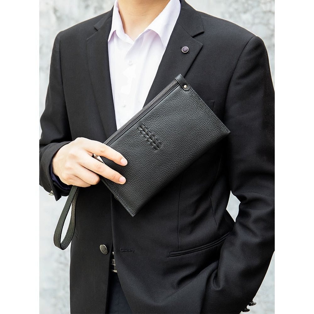 Portefeuilles Pour Hommes Portefeuille Pochette Exotique Froncé - Noir