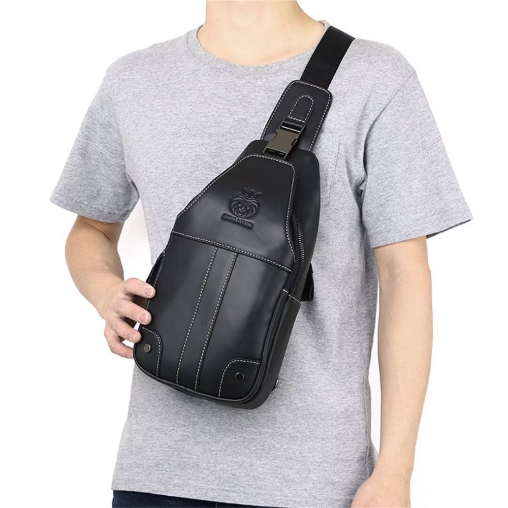 Sacs Bandoulière Pour Homme Cabas Timeless Cuir Vache Lisse - Noir