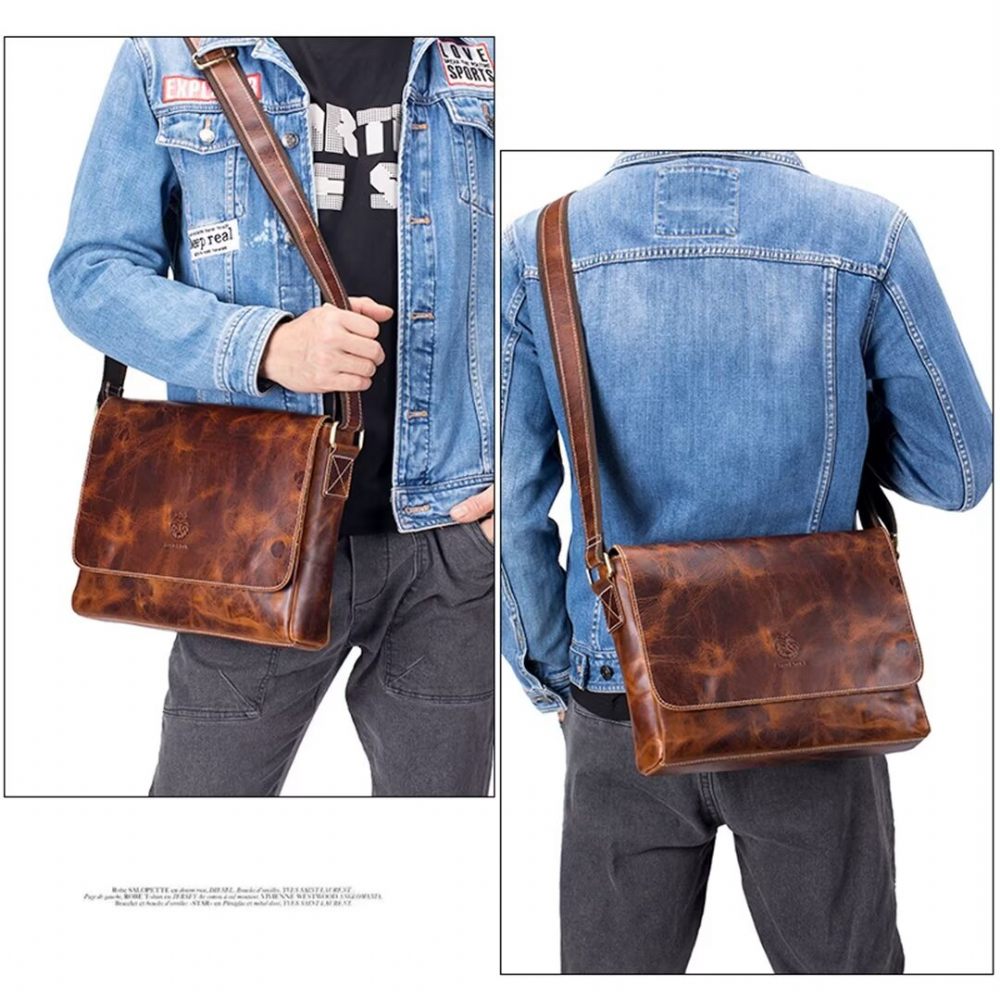 Sacs À Bandoulière Pour Hommes Aristocrat Urban Leather Portfolio - Marron