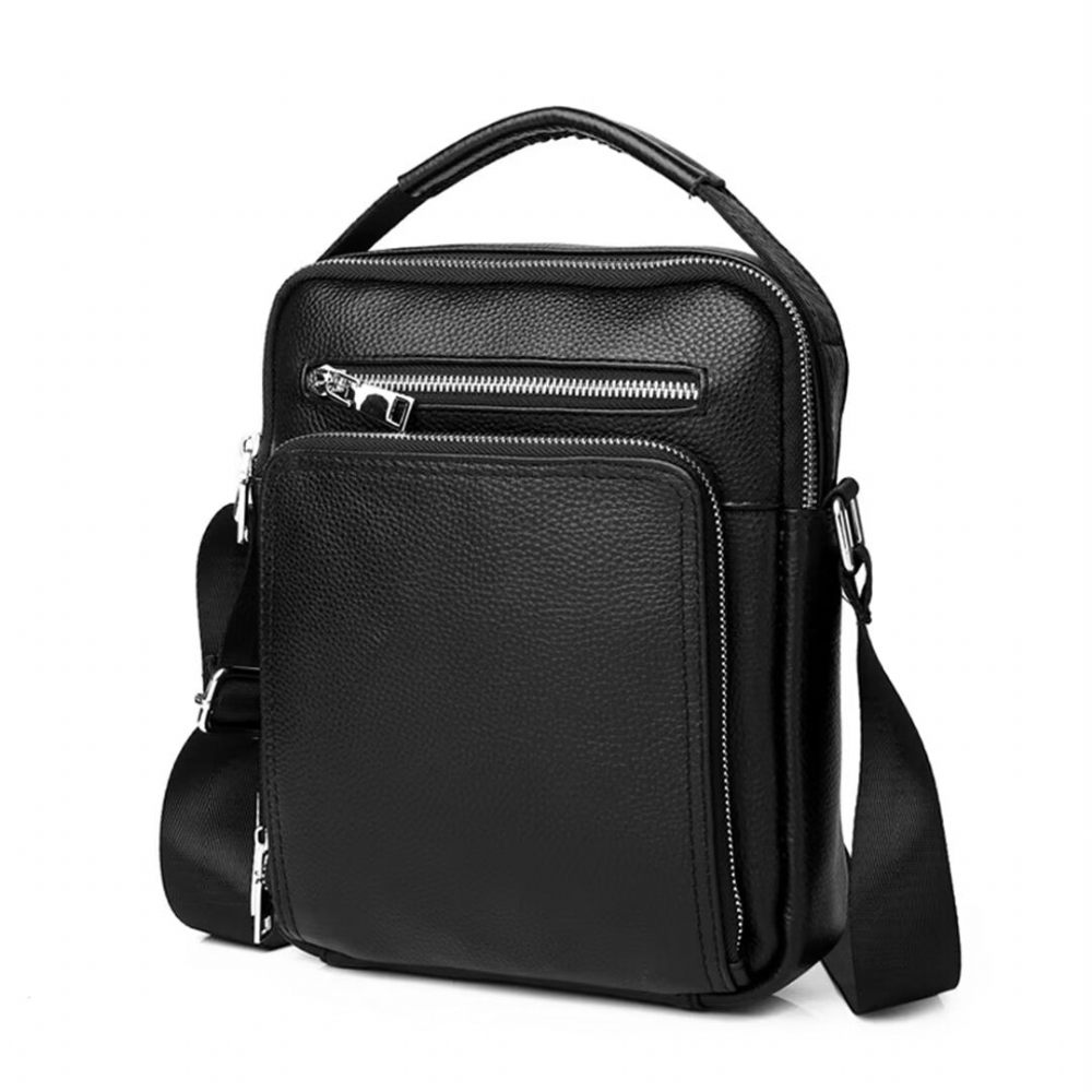 Sacs À Bandoulière Pour Hommes Bref Cuir Style Souverain - Noir