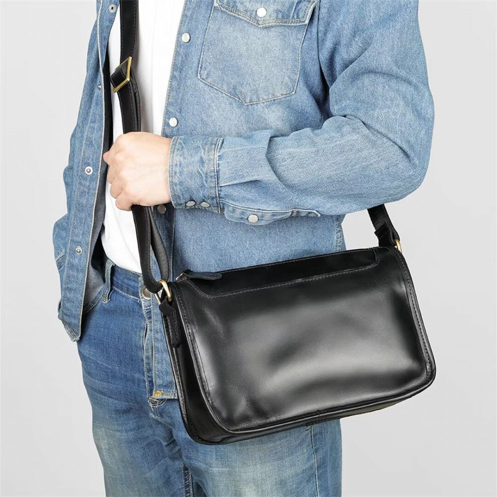 Sacs À Bandoulière Pour Hommes Cabas Cuir Raffiné Regal - Noir1