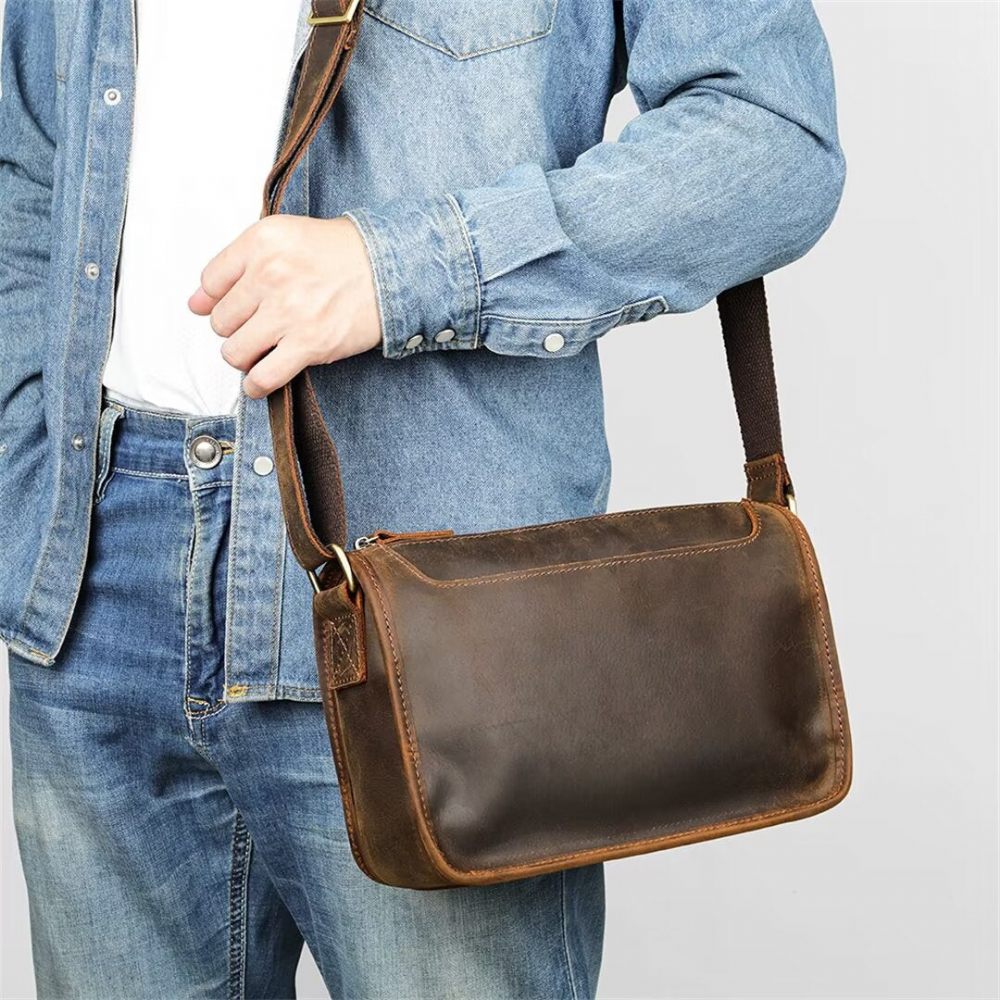 Sacs À Bandoulière Pour Hommes Cabas Cuir Raffiné Regal - Noir1