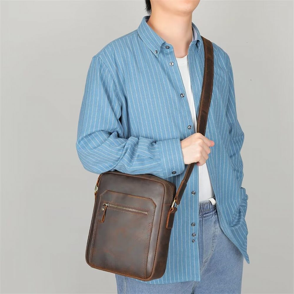 Sacs À Bandoulière Pour Hommes Distinguished Dapper Alligator Leather Tote - Café