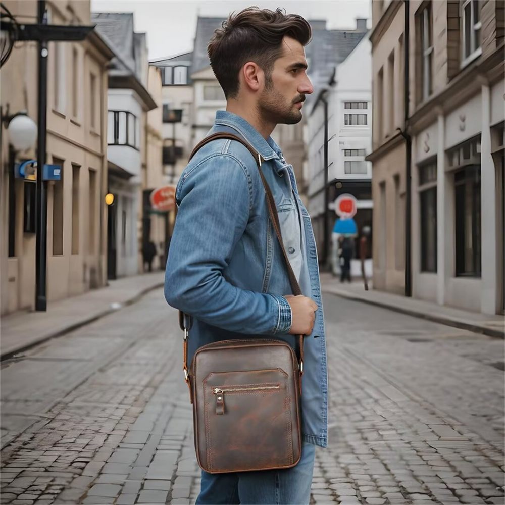 Sacs À Bandoulière Pour Hommes Distinguished Dapper Alligator Leather Tote - Café