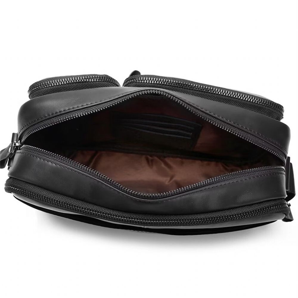 Sacs À Bandoulière Pour Hommes Élégant Fourre-tout Cuir Voyager - Noir