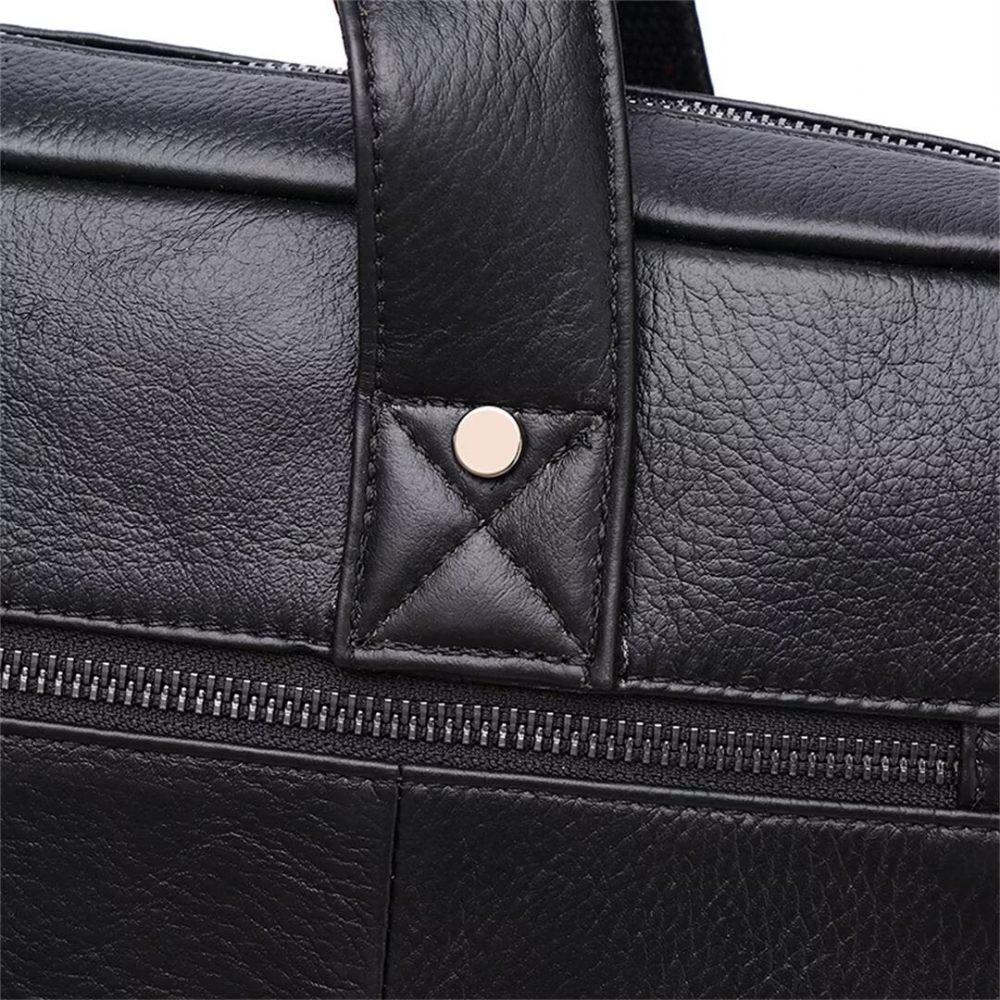 Sacs À Bandoulière Pour Hommes Fourre-tout Carré Cuir Souverain - Noir