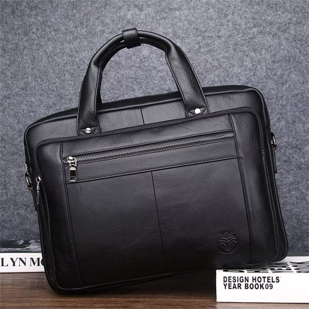 Sacs À Bandoulière Pour Hommes Fourre-tout Carré Cuir Souverain - Noir