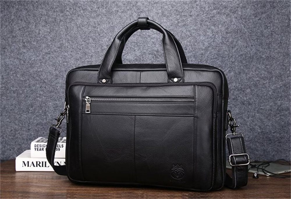 Sacs À Bandoulière Pour Hommes Fourre-tout Carré Cuir Souverain - Noir