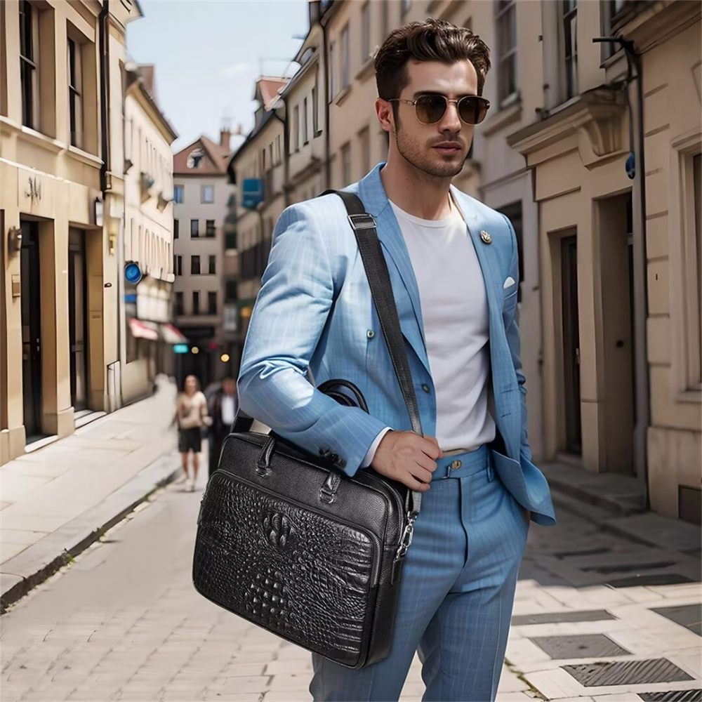 Sacs À Bandoulière Pour Hommes Pinnacle Prestige Alligator Tote - Noir