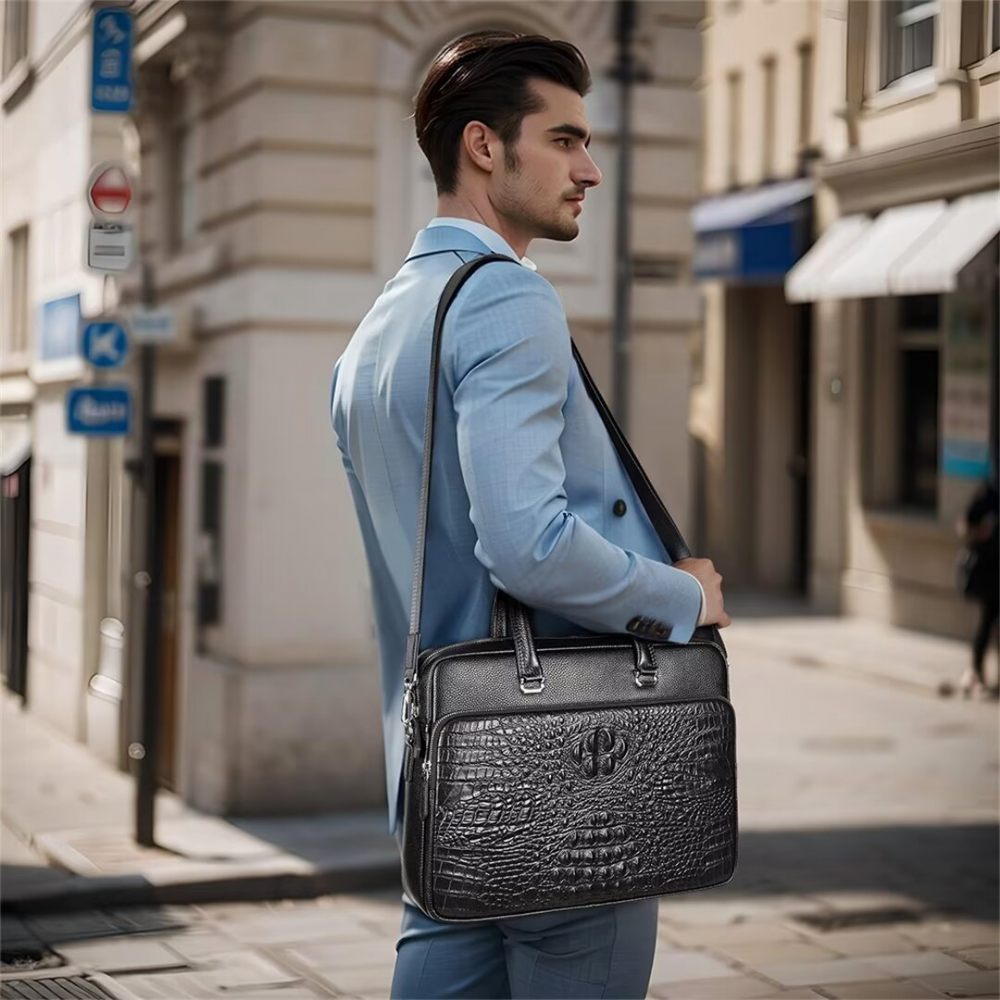 Sacs À Bandoulière Pour Hommes Pinnacle Prestige Alligator Tote - Noir