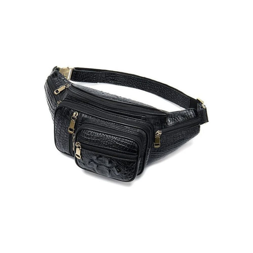 Sacs À Bandoulière Pour Hommes Pochette Ceinture Cuir Exquis Argent - Noir