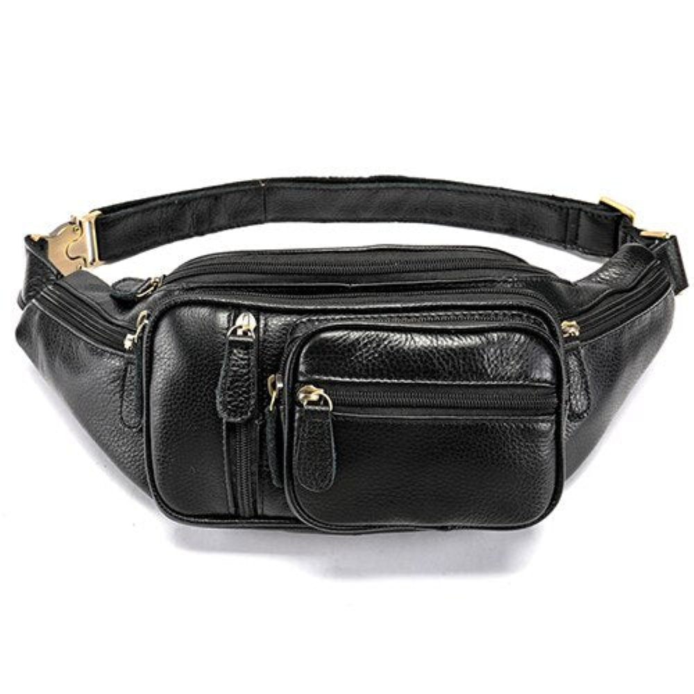 Sacs À Bandoulière Pour Hommes Pochette Ceinture Cuir Exquis Argent - Noir 2