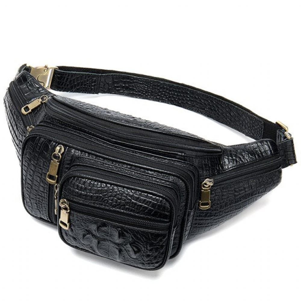 Sacs À Bandoulière Pour Hommes Pochette Ceinture Cuir Exquis Argent - Noir 2