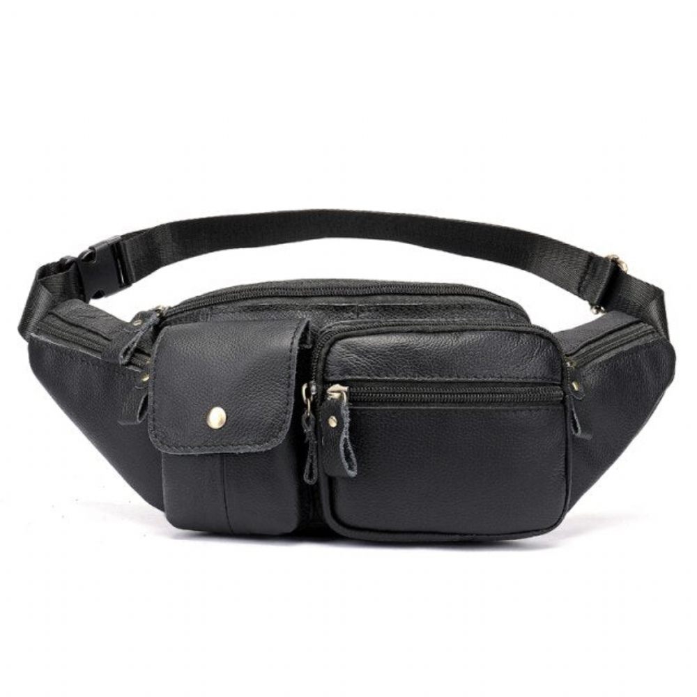 Sacs À Bandoulière Pour Hommes Pochette Ceinture Cuir Exquis Argent - Noir 2