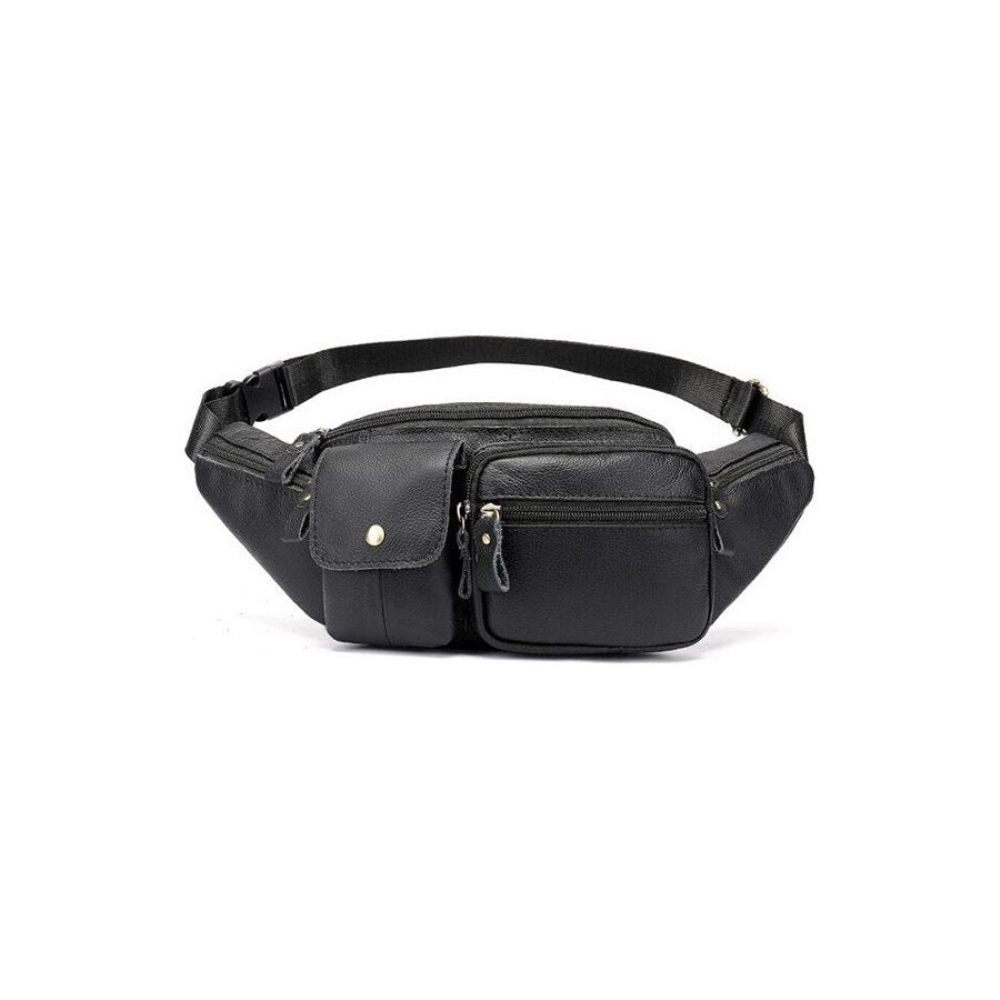 Sacs À Bandoulière Pour Hommes Pochette Ceinture Cuir Exquis Argent - Noir 2