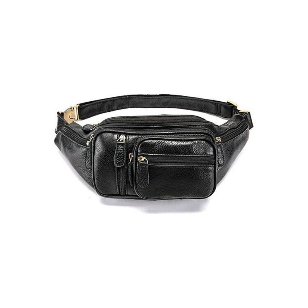 Sacs À Bandoulière Pour Hommes Pochette Ceinture Cuir Exquis Argent - Noir 3