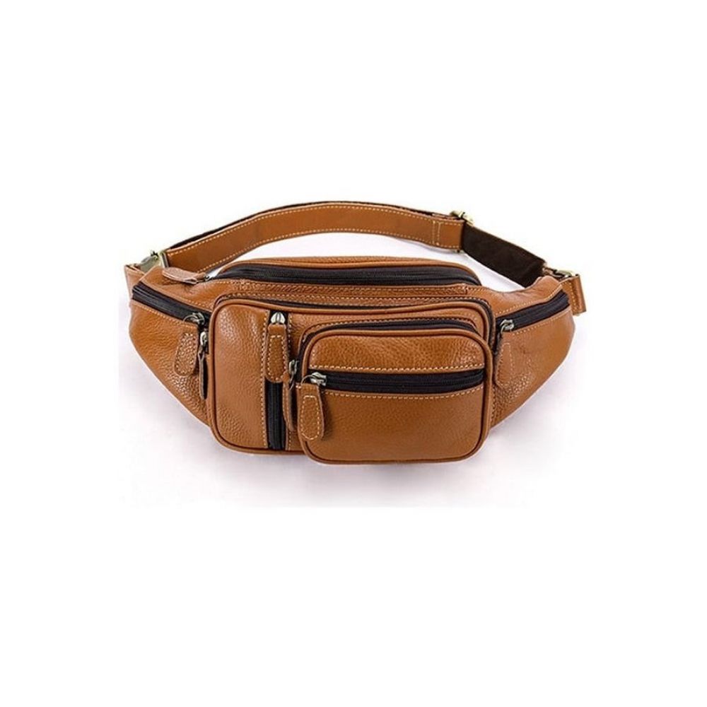 Sacs À Bandoulière Pour Hommes Pochette Ceinture Cuir Exquis Argent - Marron