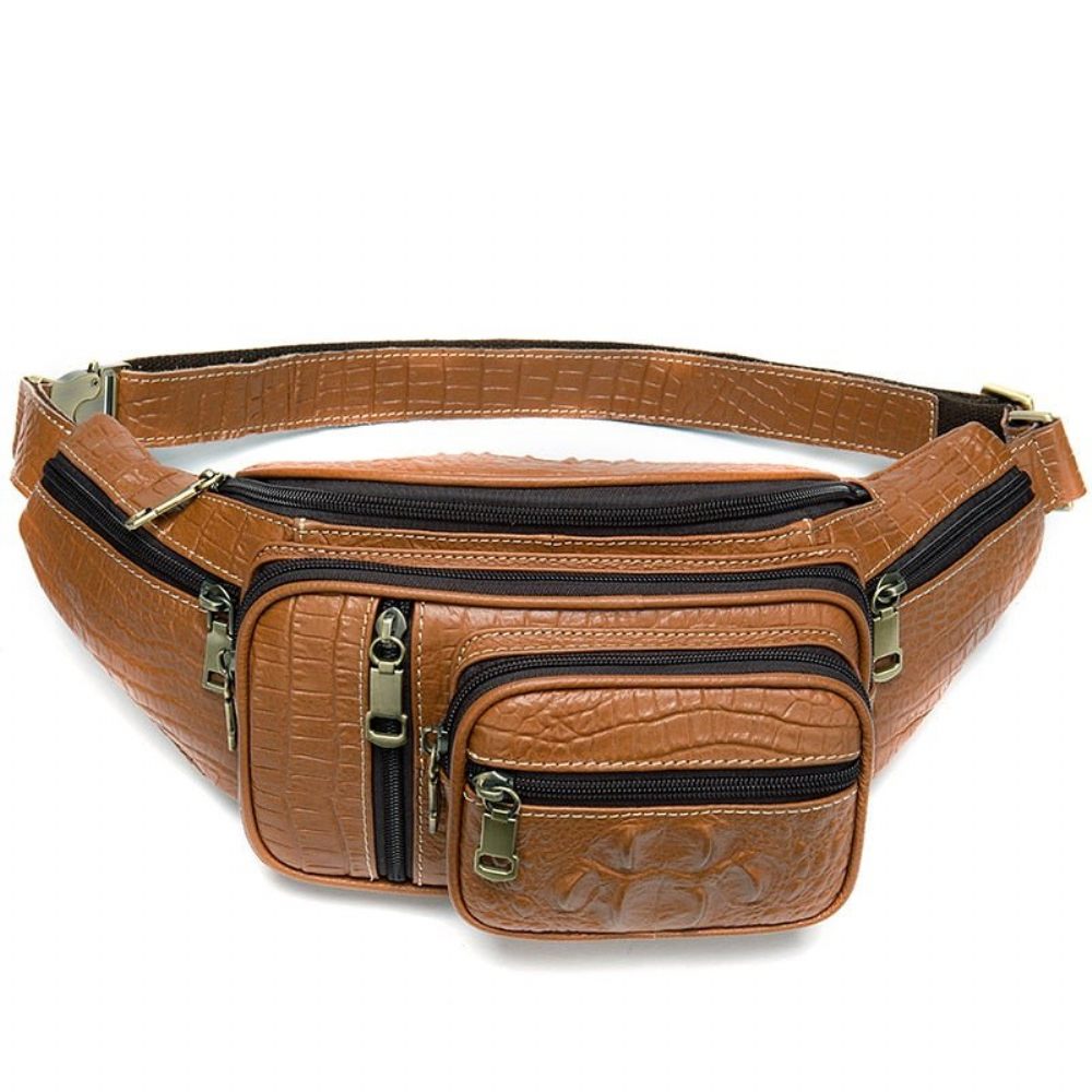 Sacs À Bandoulière Pour Hommes Pochette Ceinture Cuir Exquis Argent - Marron 2