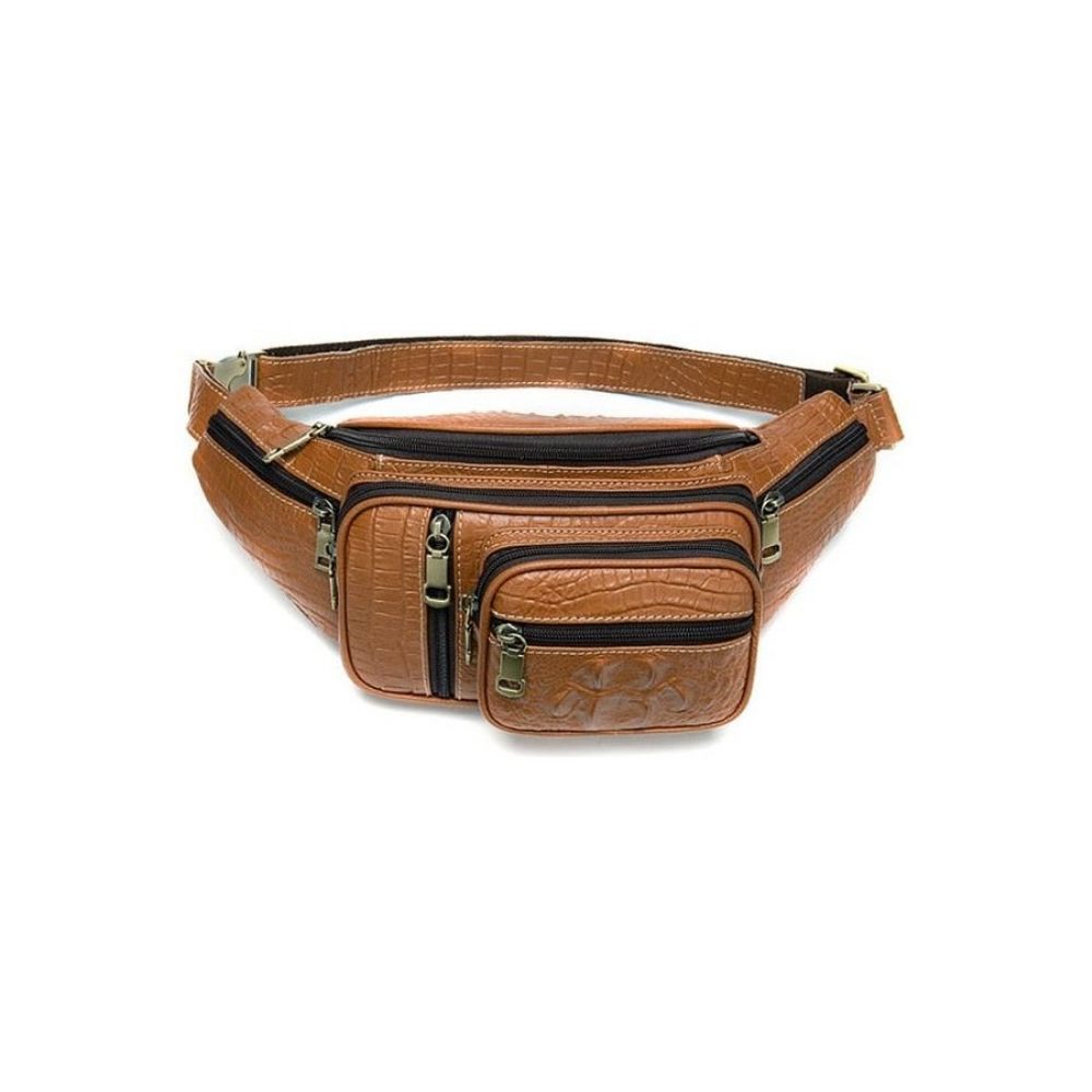 Sacs À Bandoulière Pour Hommes Pochette Ceinture Cuir Exquis Argent - Marron 2