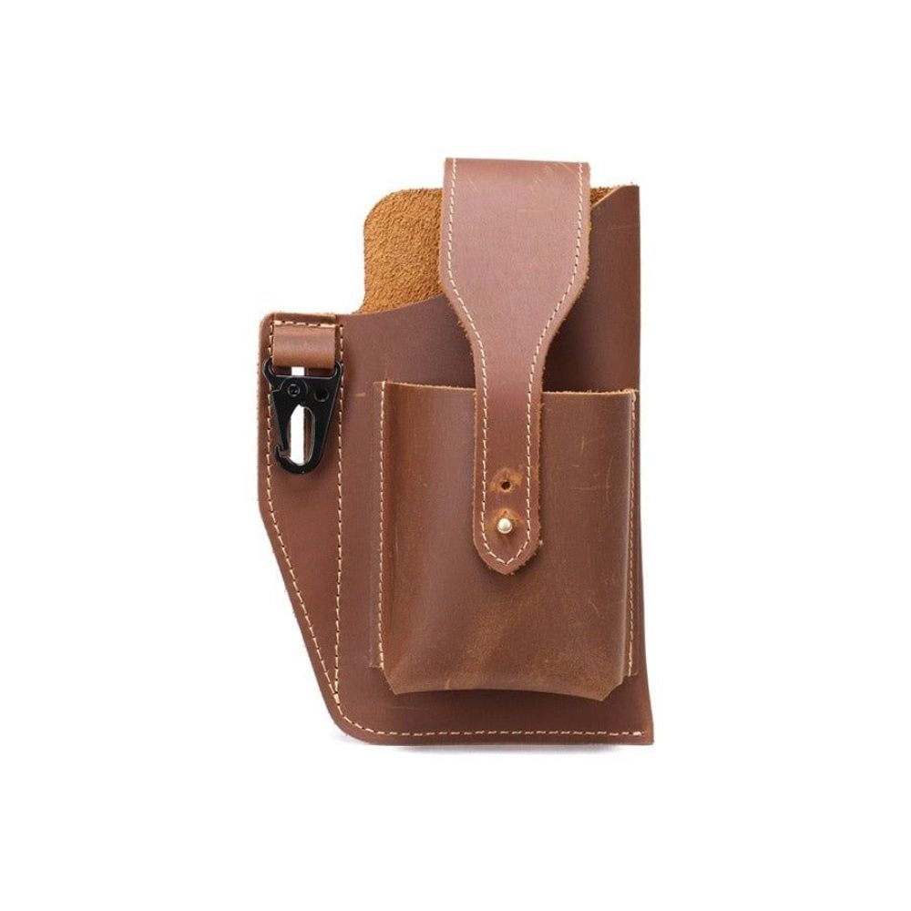 Sacs À Bandoulière Pour Hommes Pochette Téléphone Cuir Sac Messager - Café