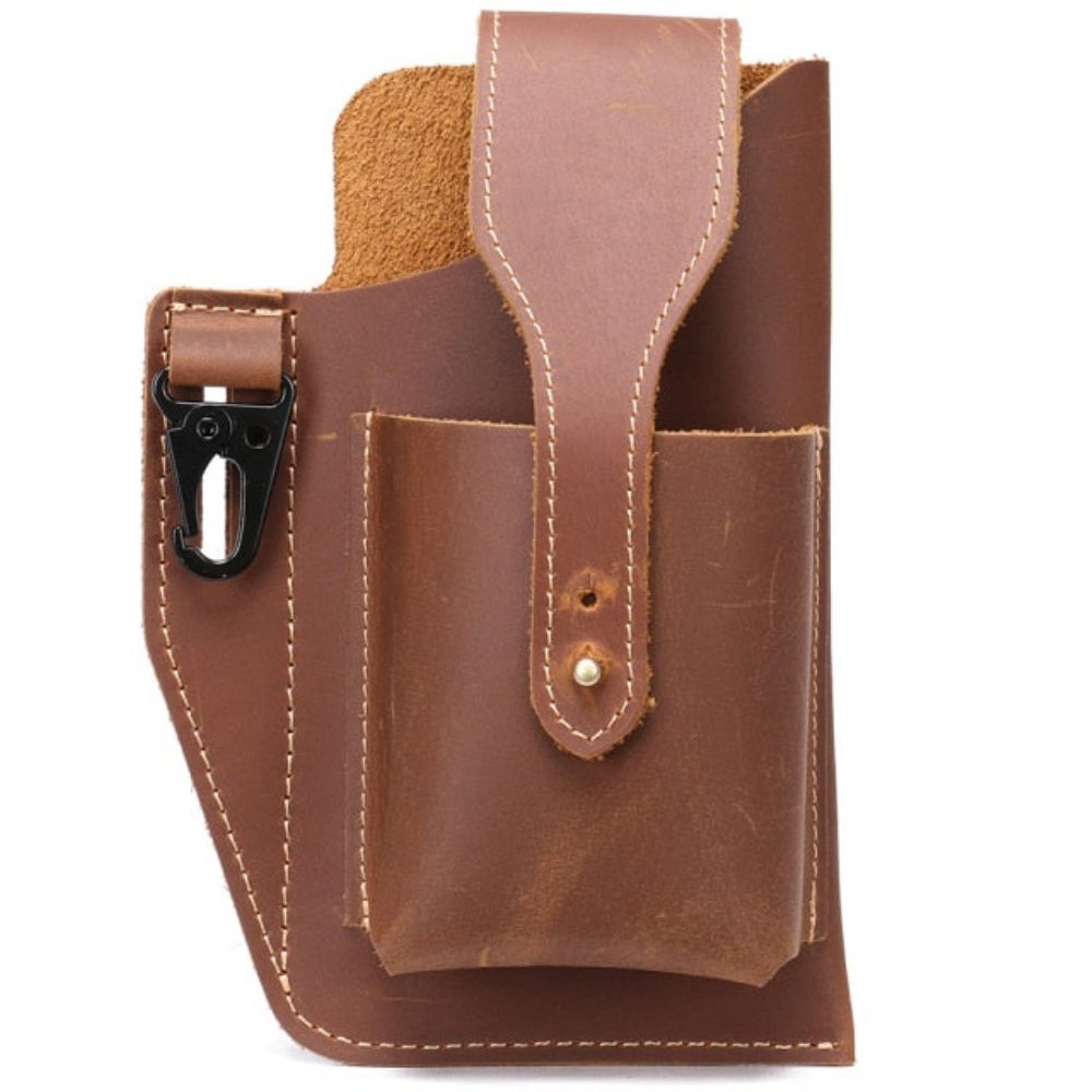 Sacs À Bandoulière Pour Hommes Pochette Téléphone Cuir Sac Messager - Café