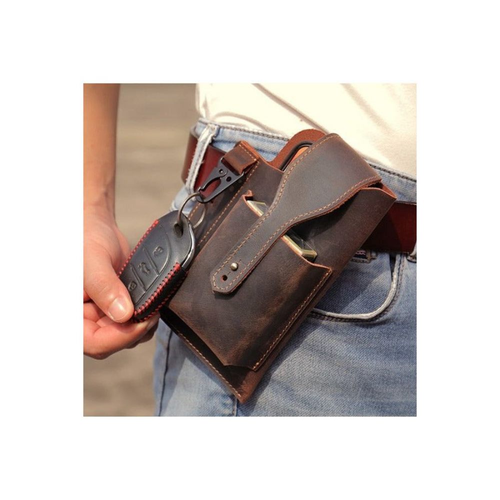 Sacs À Bandoulière Pour Hommes Pochette Téléphone Cuir Sac Messager - Marron