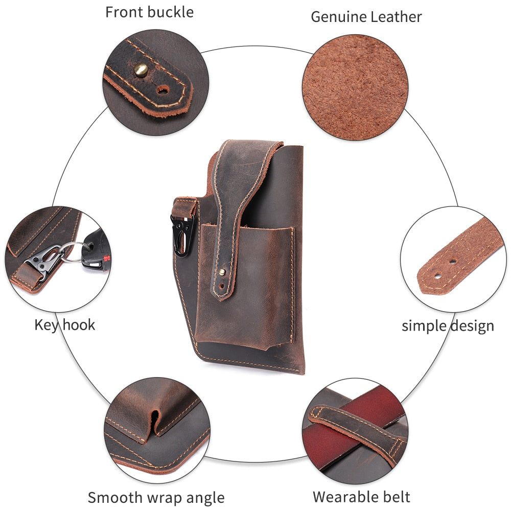 Sacs À Bandoulière Pour Hommes Pochette Téléphone Cuir Sac Messager - Marron