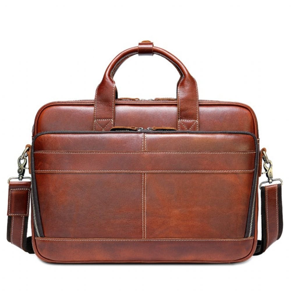 Sacs À Bandoulière Pour Hommes Porte-documents Luxe Cuir Avec Fermeture Éclair Ordinateur Portable